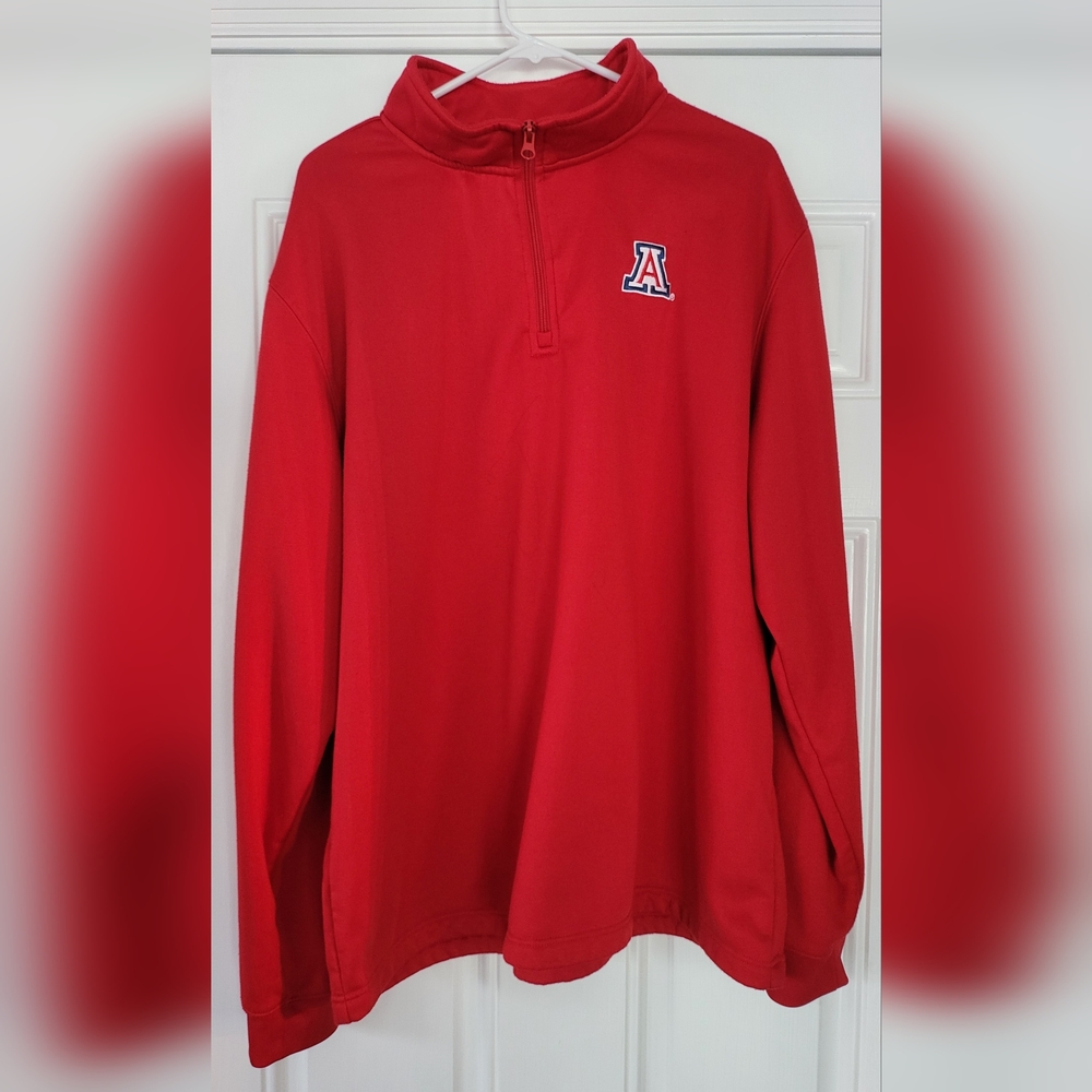 J America Athletic University Of Arizona 1/4 Zip Red Pullover Men's XXL 2XL Nice